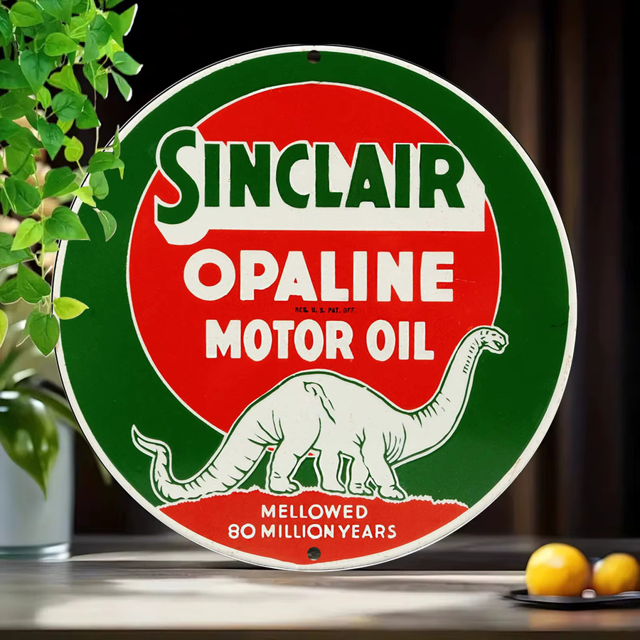 Runde Vintage Sinclair Opaline Motorölschild Wanddekoration aus Metall von Potdemiel, Durchmesser: 20,3 cm, Mehrfarbig - Bild 6