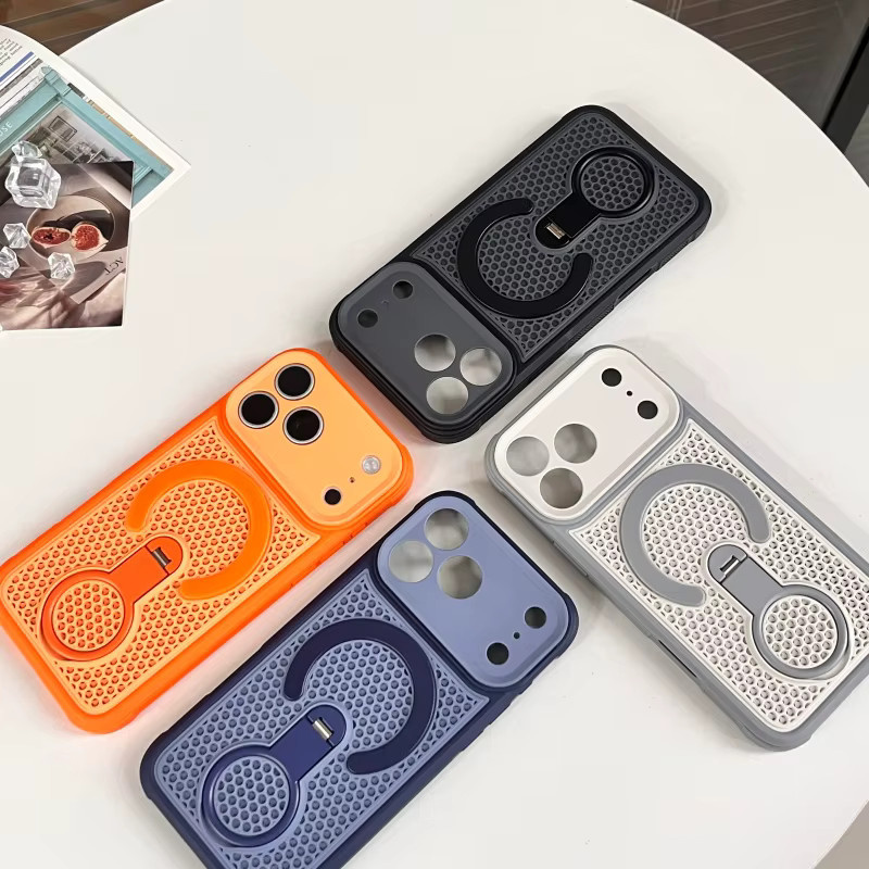 SUNWARD MagSafe Kühlring-Ständer Handyhülle für iPhone mit Wärmeableitung in Orange - Bild 4