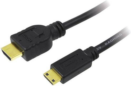 LogiLink HDMI Anschlusskabel HDMI-A auf HDMI-Mini-C in Schwarz, 1,50 m, 4K UHD mit Audio Return Channel und vergoldeten Steckkontakten - Bild 1