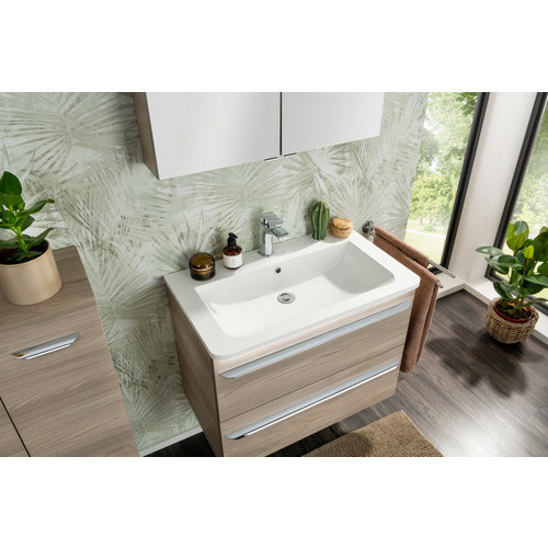 Fackelmann Gussmarmorbecken LUXOR in Weiss, B/H/T: 80 x 14,2 x 48,5 cm - Bild 2