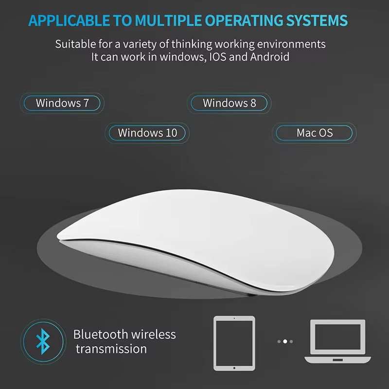 Lenovo Kabellose Bluetooth Magic Computermaus, Ergonomisch, Wiederaufladbar, Leise, Dual-Mode, für Apple Macbook Air, Erhältlich in Schwarz und Weiß - Bild 5