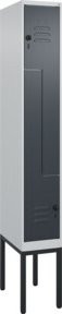 C+P Z-Spind Classic PLUS Garderobenschrank aus Stahl mit 2 Fächern und Sicherheits-Drehriegel, Farbe: Anthrazit, H x B x T: 212 x 30 x 50 cm - Bild 1