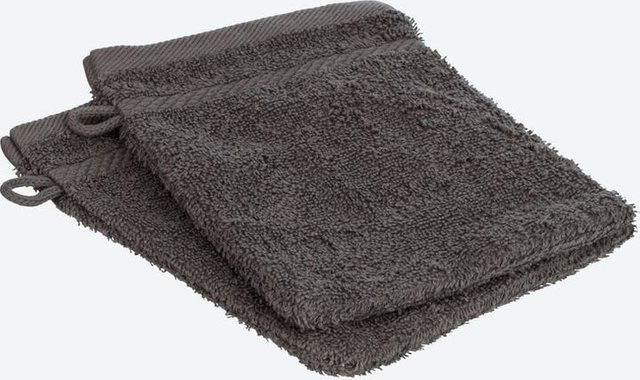 2er-Pack Frottee-Waschhandschuhe CLASSIC aus Baumwolle in Grau, B: 16 cm, H: 21 cm - Bild 1