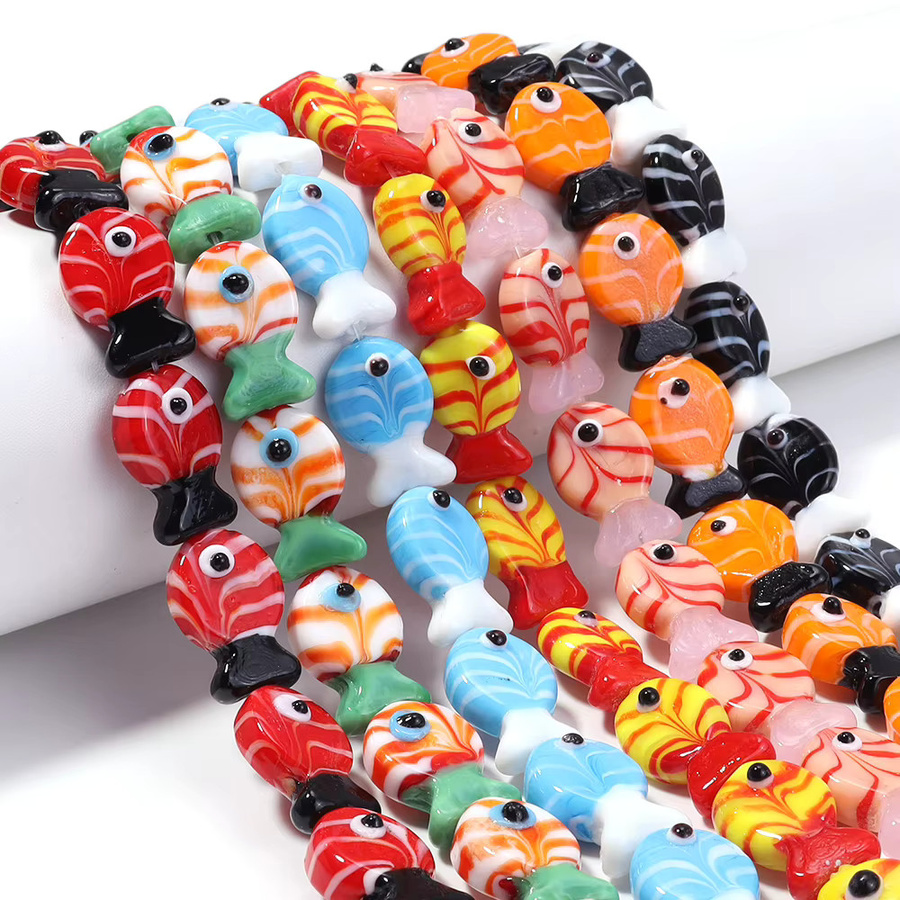 Louleur Perlen, Lampwork Fisch, Glas, 13x20mm, Unisex - Bild 4