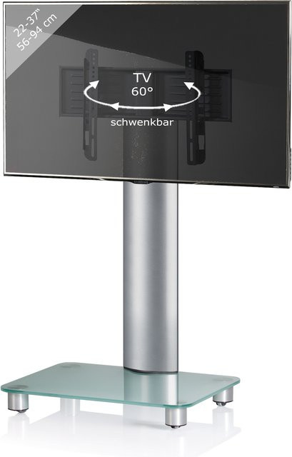 VCM TV Standfuß Bilano aus Aluminium in Silber für 26-40 Zoll, VESA max. 600x400 mm, bis 30 kg, Bodenständer mit Rollen, H: 100 cm, B: 60 cm, T: 44 cm - Bild 1
