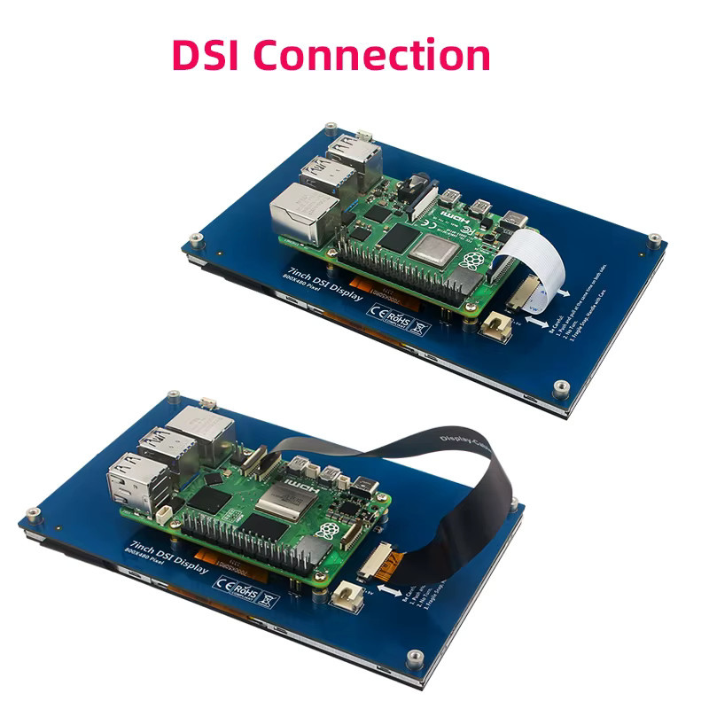 SHCHV 7-Zoll DSI-Touchscreen IPS-Display mit 800 x 480 Auflösung und MIPI CSI-Kabel für Raspberry Pi 5, 4B, 3B+ und 3B - Bild 3
