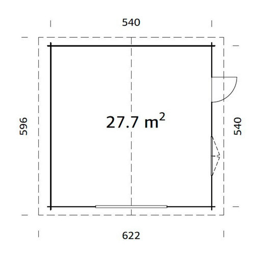 Palmako Garage Roger aus Fichtenholz mit Satteldach und Nebeneingangstür, Grau-Weiß, B/T/H: 540 x 540 x 312 cm - Bild 3
