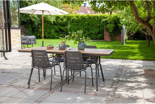 Cinas Gartenmöbelset Parc aus Teakholz und Aluminium, 5-teilig mit 4 Sitzplätzen, Schwarz/Anthrazit - Bild 1