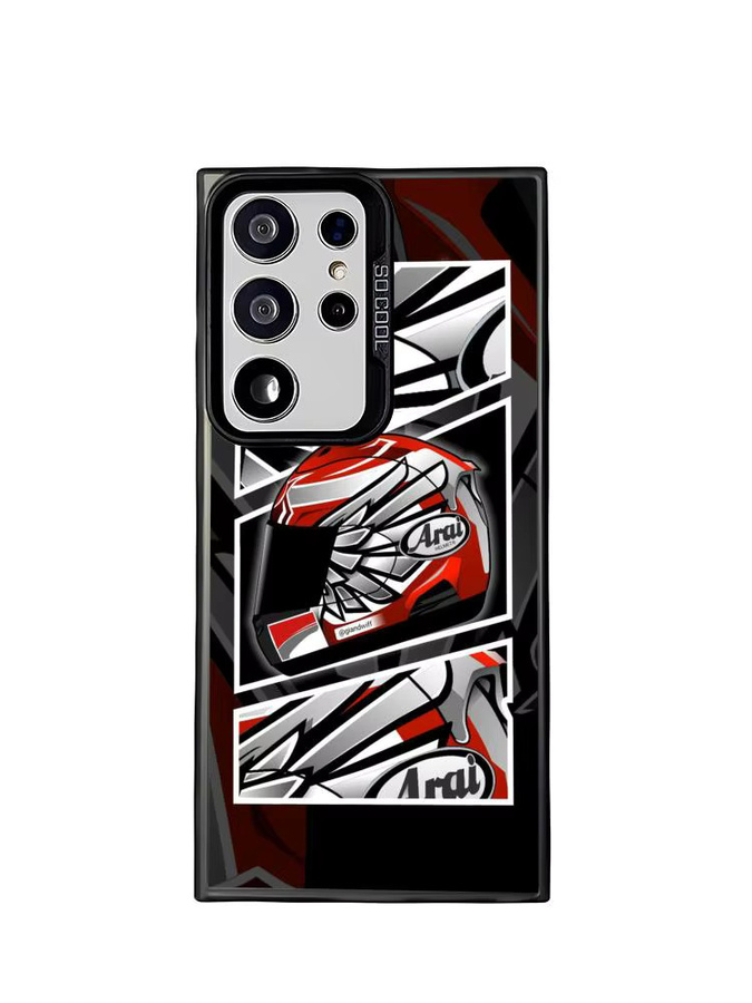 Silikon Handyhülle im Arai Moto Helm Design für Samsung Galaxy S25 S24 S23 S22 S21 S20 Ultra in Silber und Bunt - Bild 6