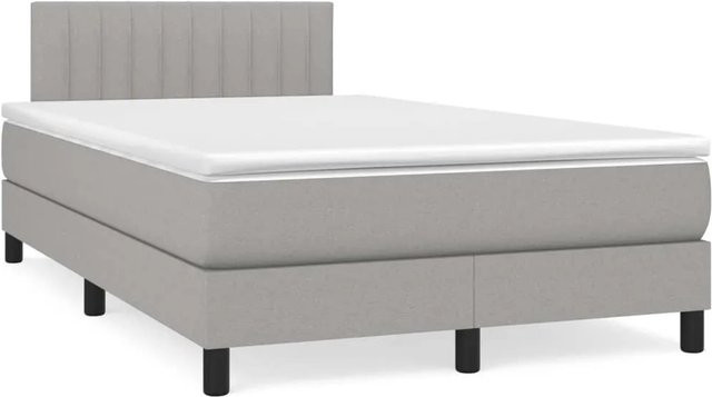 vidaXL Boxspringbett mit Matratze Hybrid-System in Hellgrau, B/T: 120 x 200 cm - Bild 1