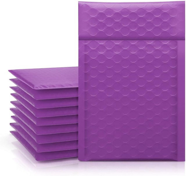 50 Stück Gepolsterte Versandtaschen mit Luftpolsterfolie in Rosa und Lila, Selbstversiegelnde Poly Mailer aus Kunststoff, B: 26 x H: 45 cm - Bild 1