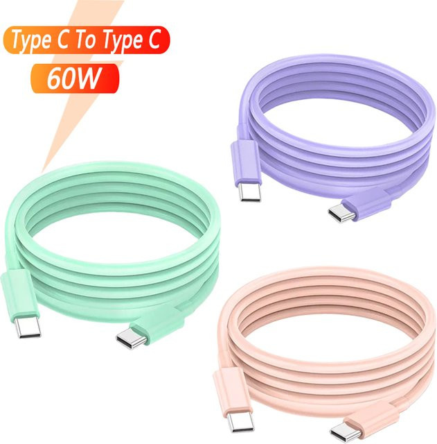 Resbyer USB C auf Typ C Schnellladekabel mit 60 W Leistung in Weiß - Bild 1