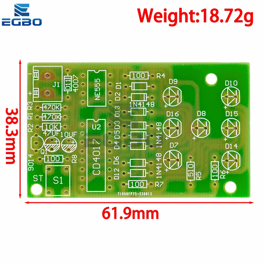 EGBO Elektronisches LED Würfel DIY Kit mit CD4017 und NE555 in Multicolour - Bild 2