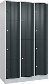 C+P Kombi-Schließfachschrank Resisto mit 3 Abteilen und 10 Fächern, Farbe: Lichtgrau/Anthrazitgrau, B/T/H: 114,8 x 54,0 x 195,0 cm - Bild 1