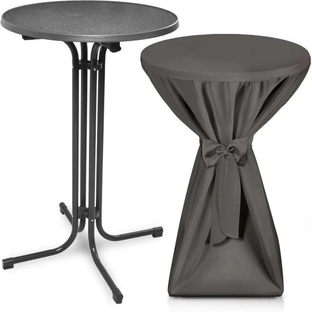 Beautissu Bellini Stehtisch Grau mit Premium Stehtischhusse Anthrazit, Durchmesser: 60 cm - Bild 1