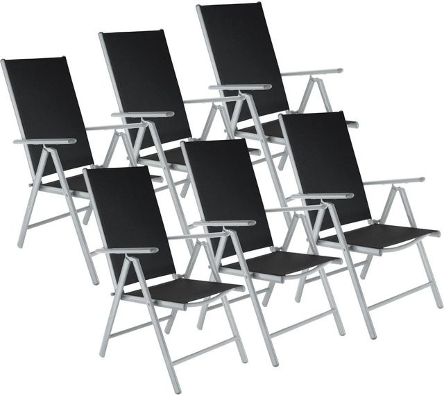tectake Aluminium-Gartenstuhl Marilena klappbar mit Textilene-Netzgewebe Schwarz-Silber B/T/H: 56 x 67 x 105 cm - Bild 2