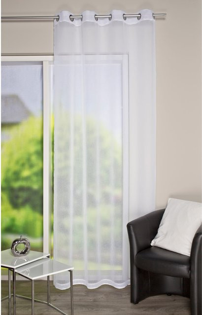 Heine Home Dekostore Voile aus 100% Polyester, Transparent/Weiß, mit Ösen - Bild 1