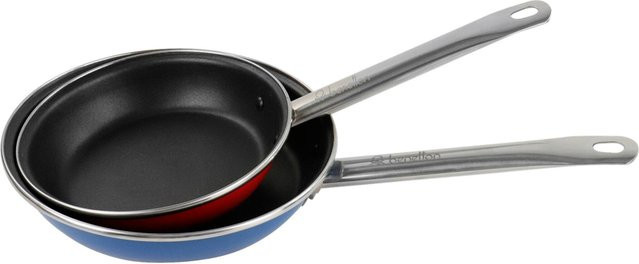 Benetton Pfannenset RAINBOW aus Stahl und Emaille, 2-teilig, blau und rot - Bild 1