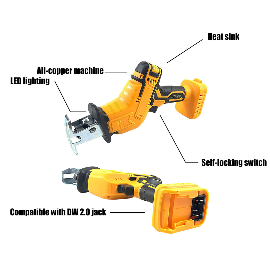 DeWalt Akku-Säbelsäge mit variabler Geschwindigkeit in Gelb für Holz und PVC, 20 V - Bild 4