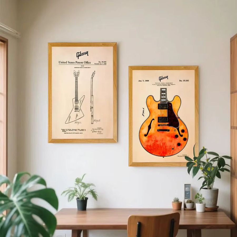 G-Gibson HD-Anime Gitarrenposter in Schwarz, selbstklebend und wasserfest für deine Heimdekoration - Bild 3