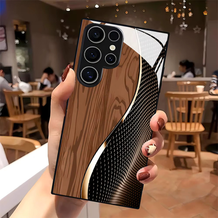 Strukturierte Glas-Handyhülle für Samsung Galaxy S26 S25 S24 S23 S22 S20 in Braun - Bild 2