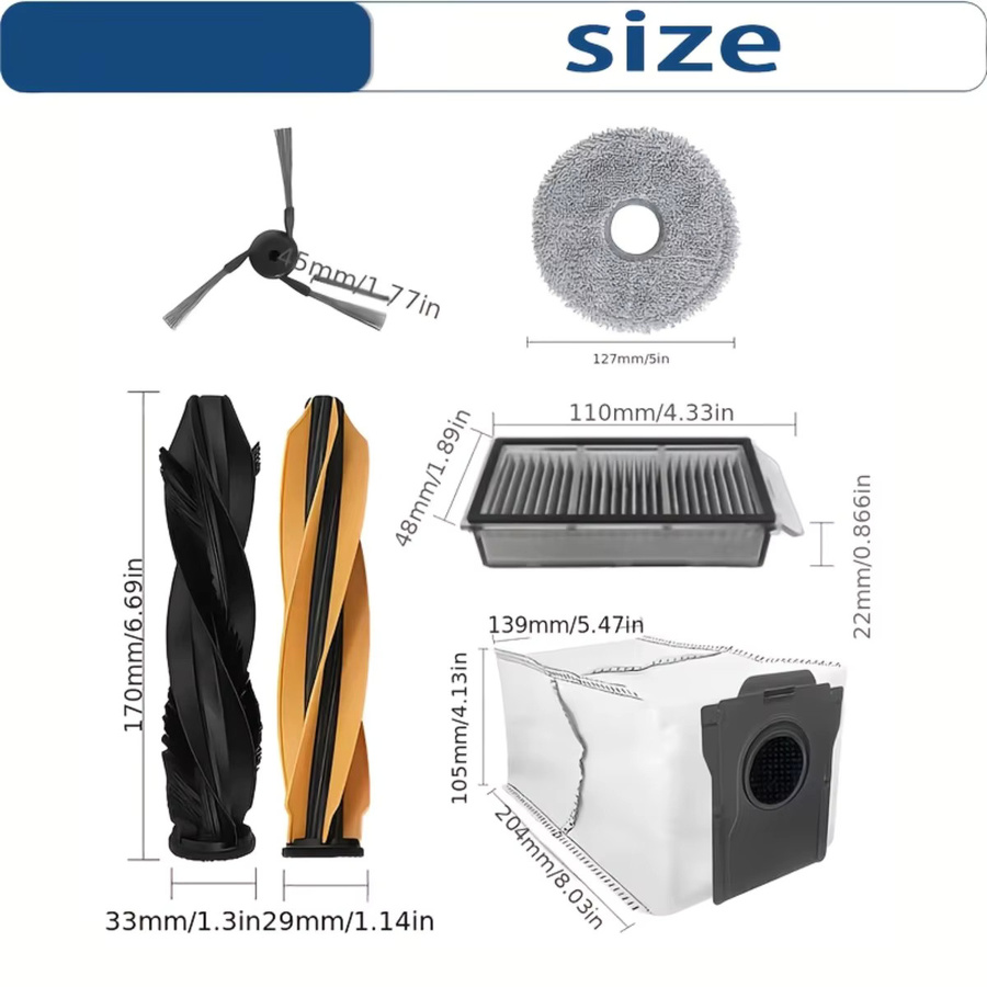 18-teiliges Zubehör-Set für Dreame X50, L50, L40s Pro und Mova V50 Ultra mit Bürsten, HEPA-Filtern, Wischpads und Staubbeuteln in Multicolour - Bild 2