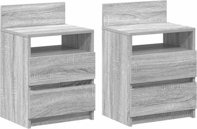 vidaXL Nachttische Set aus 2 Stück in Grau Sonoma mit 2 Schubladen, B/T/H: 40 x 33 x 60 cm - Bild 1