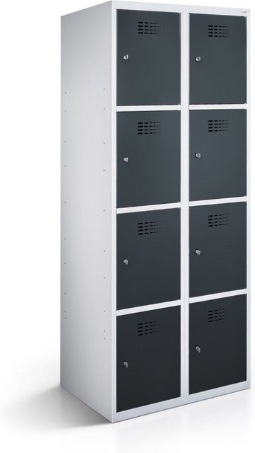 rotstahl Fächerschrank mit 8 Fächern, Korpus lichtgrau und Türen anthrazit, B/T/H: 60 x 50 x 180 cm - Bild 1