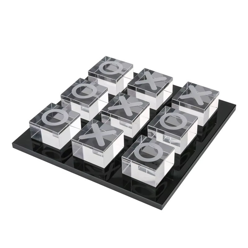 ZJMZYM XO-Quadrat Kristall-Schachbrett in Schwarz-Weiß, minimalistisches Glas-Ornament für Desktop und Wohnzimmer - Bild 3