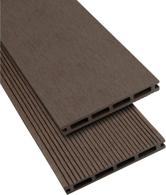 GartenLand WPC Terrassendiele Classic Schokobraun geriffelt und glatt Hohlkammer B: 14 cm, H: 2,1 cm, L: 500 cm - Bild 1
