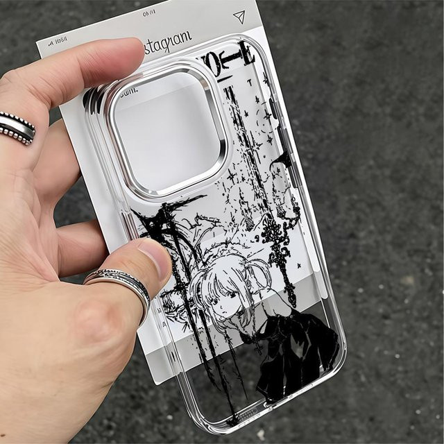 Transparente Handyhülle mit Anime Death Note Design für Apple iPhone 11 bis iPhone 17 Pro Max und weitere Modelle - Bild 1