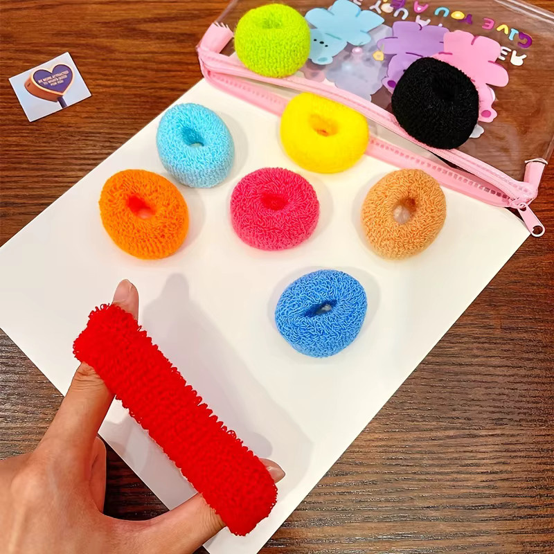 12 Stück Frottee-Haargummis, nahtlos, für alle Haartypen, Unisex - Bild 6