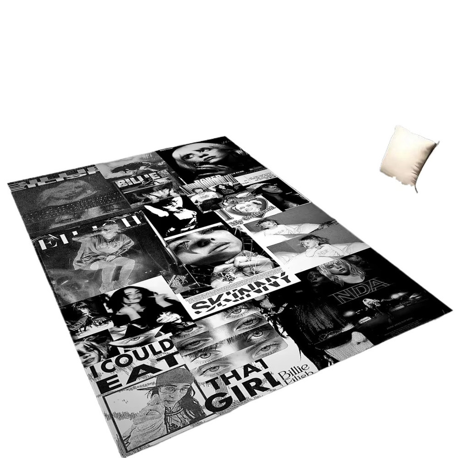 MINISO Billie Eilish Teppich Rutschfeste Bodenmatte für Wohnzimmer Schlafzimmer und Kinderzimmer, Mehrfarbig, B/T: 60 x 40 cm - Bild 2