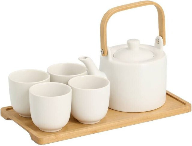 Zeller Present Tee-Set aus Steingut in Weiß, 6-teilig - Bild 1