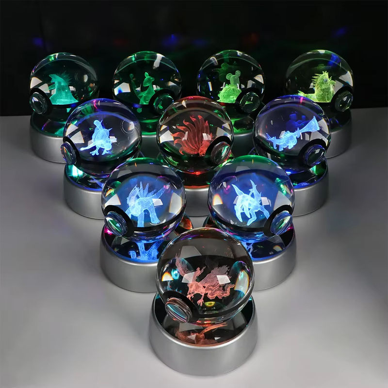 TAKARA TOMY Pokemon 3D Kristallkugel Pikachu Gengar Eevee Mewtwo, Spiel Pokeball, mit Led Nachtlicht - Bild 3
