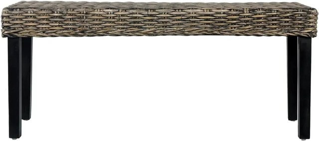 vidaXL Sitzbank aus Kubu-Rattan und massivem Mangoholz in Schwarz Natur, B/T/H: 110 x 45 x 45 cm - Bild 1