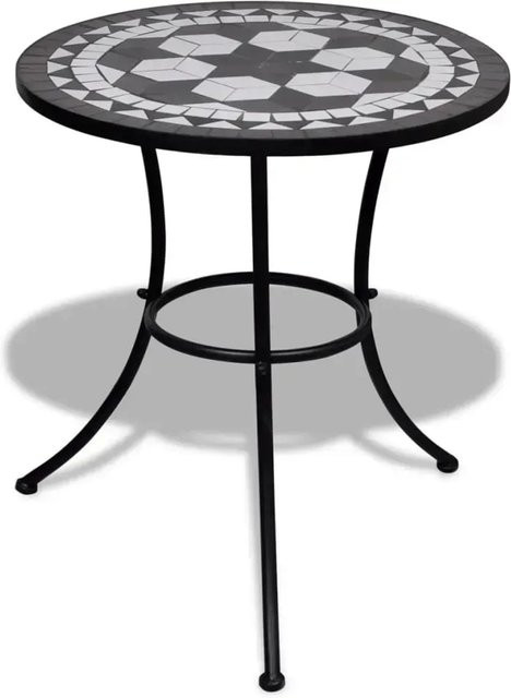 vidaXL Bistrotisch mit Mosaik-Tischplatte in Schwarz und Weiß für Garten und Balkon, B/T/H: 60 x 60 x 70 cm - Bild 1