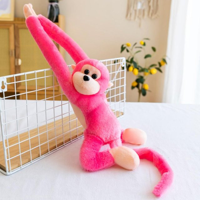 Linyi toy Bunter Langarm-Affe, Stoffpuppe, Plüsch, Rosa / Pink - Bild 1