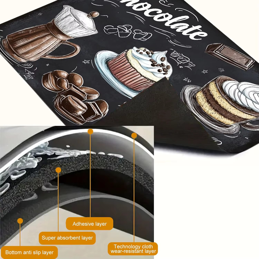 VIKAMA Kaffeemaschinenmatte in Schwarz, Saugfähige und rutschfeste Matte als Arbeitsplattenschutz und Abtropfgestell - Bild 3