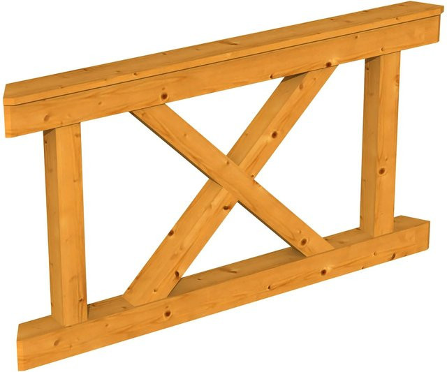 Skan Holz Brüstung Andreaskreuz aus Fichte in Eiche hell, B/H: 150 x 84 cm - Bild 1