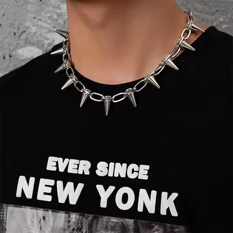 imixlot Herrenkette Legierung, Silber, Nieten, Choker - Bild 3