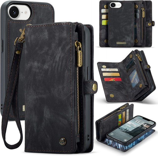 CaseMe Handyhülle als Klapptasche aus Kunstleder für Apple iPhone 17e und iPhone 16e in Grau - Bild 1