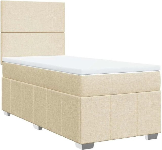 vidaXL Boxspringbett Hybrid mit Matratze und USB-Ladeport, Farbe Creme, B/T/H: 80 x 200 x 140,5 cm - Bild 1