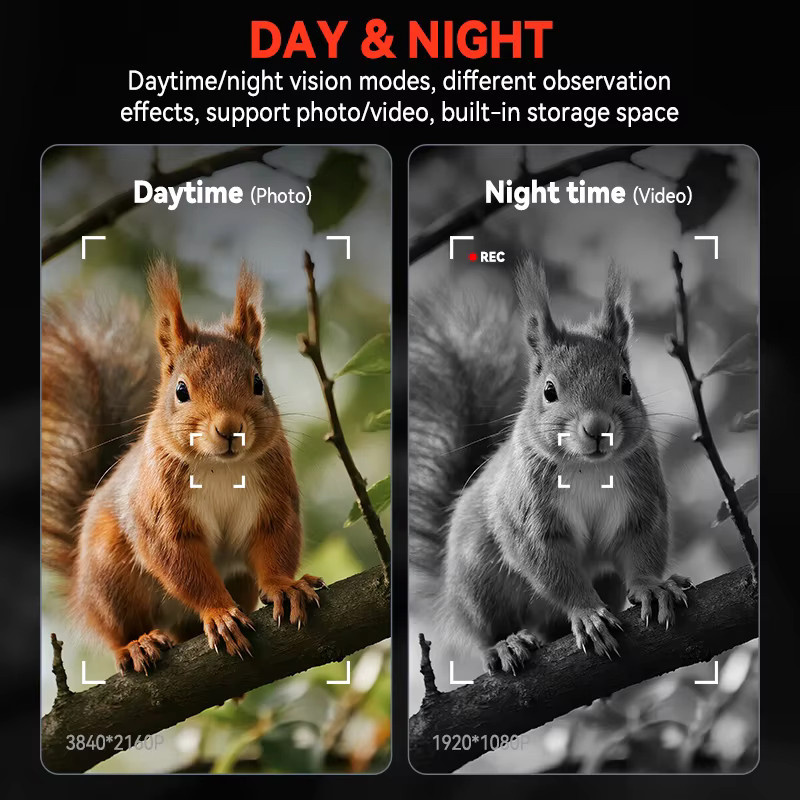 4K-Nachtsichtfernglas für Erwachsene in Schwarz mit Infrarot-Nachtsicht, taktischem Licht und Videoaufzeichnung zur Wildtierbeobachtung - Bild 3