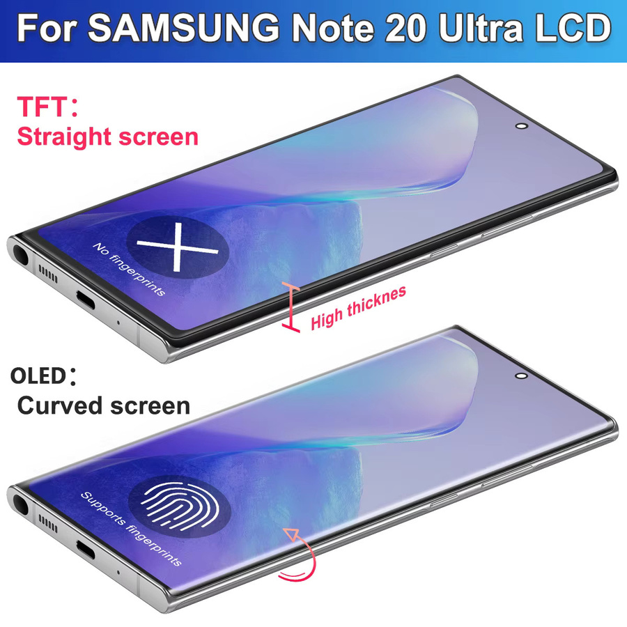 Samsung Note20 Ultra 5G N986B LCD Touchscreen Ersatzdisplay mit Rahmen in Schwarz - Bild 2