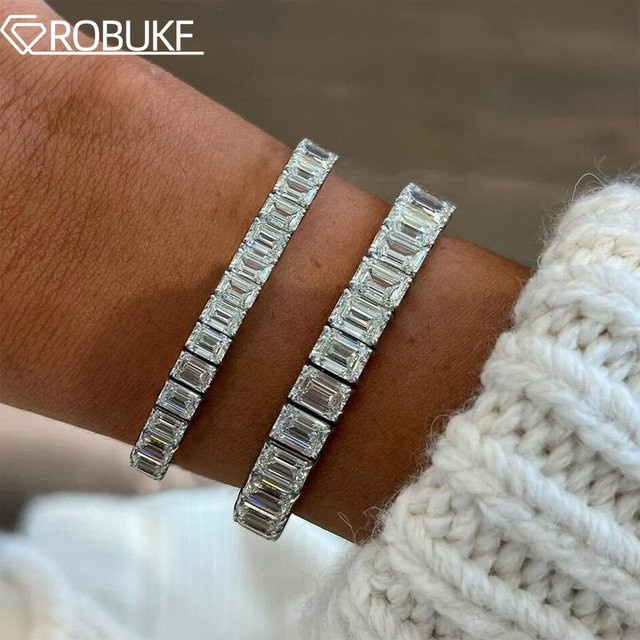 ROBUKF Armband, 925 Silber, Smaragd, Moissanit, Unisex - Bild 1