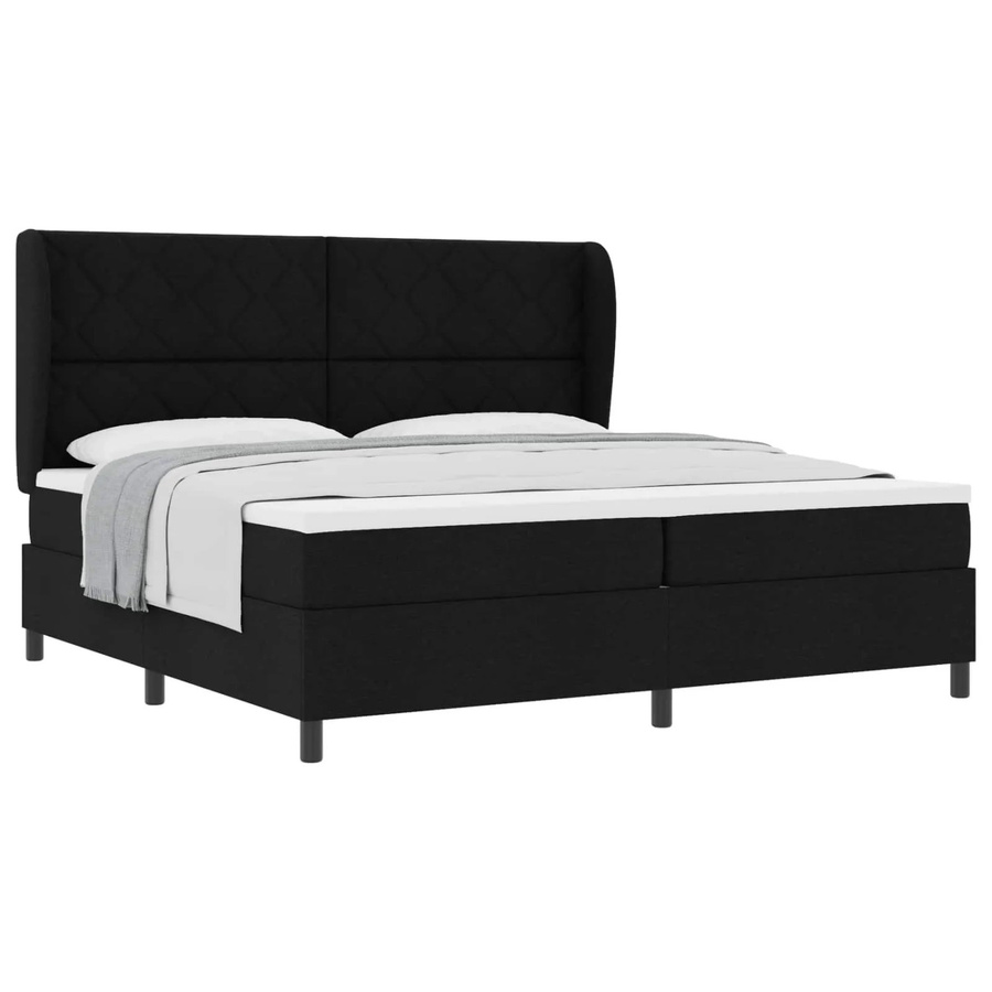 vidaXL Boxspringbett mit Matratze Schwarz Stoff B/T/H: 200 x 200 x 128 cm - Bild 2