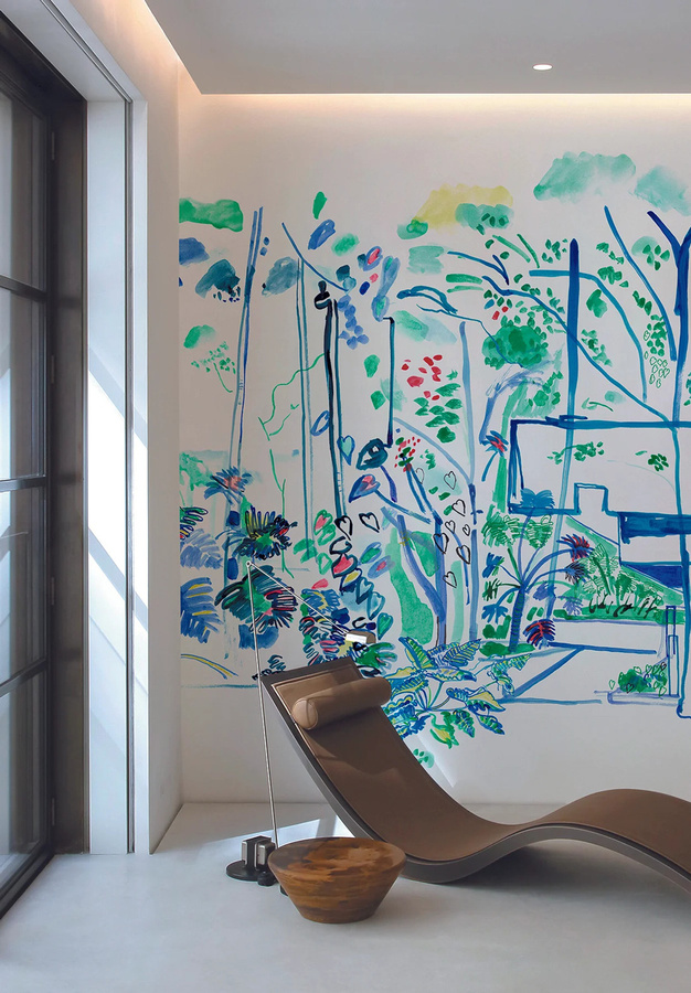 Isidore Leroy Mural Casa Tropical Wandgestaltung mit floralem Design in Blau und Grün - Bild 2