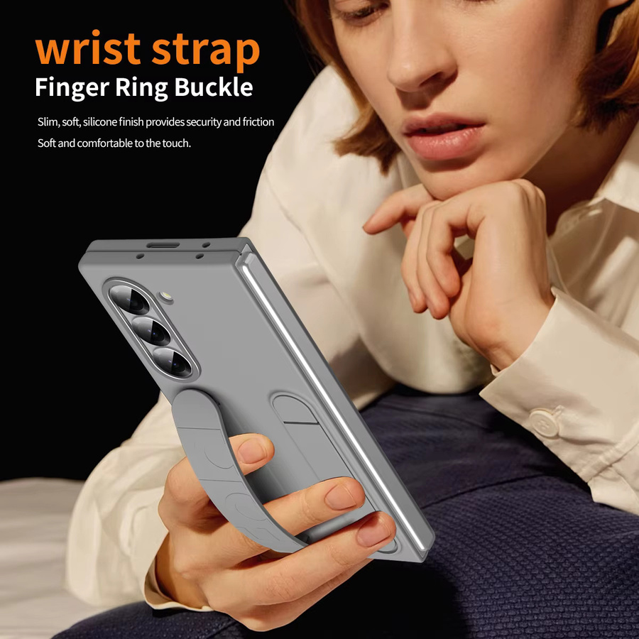 Kratzfeste Handyhülle für Samsung Galaxy Z Fold 7, 6, 5, 4 5G mit Ständer, Glasfolie und Silikongriff in Schwarz oder Grau - Bild 3