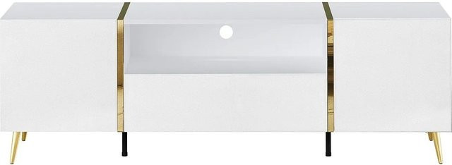 Vente-unique TV-Board Marzialo im Art Deco Design, Farbe Weiß und Gold, Breite: 158 cm - Bild 1